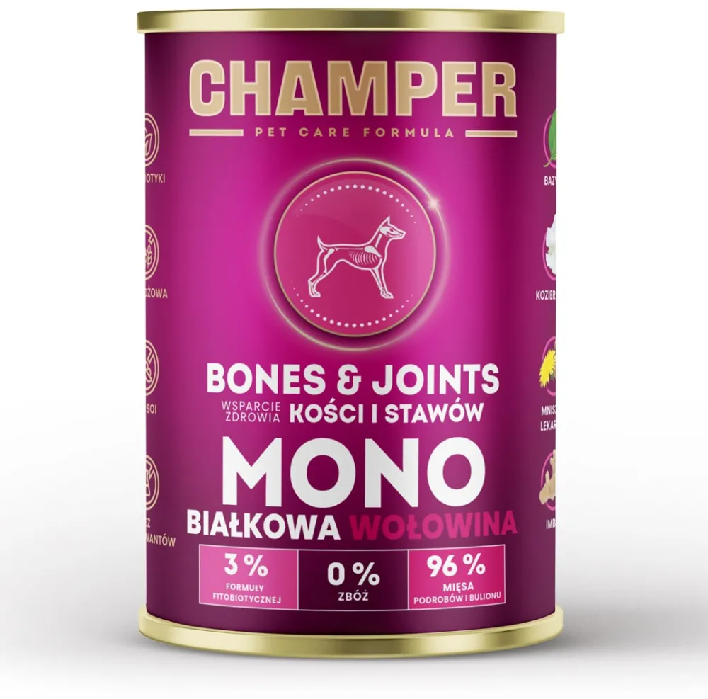 CHAMPER Bones & Joints Monoprotein Beef - wet dog food - 400g