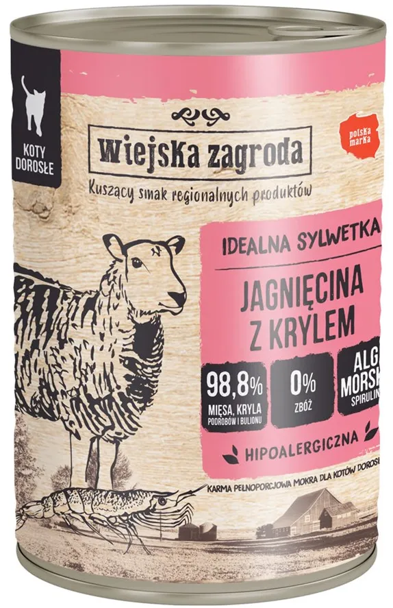WIEJSKA ZAGRODA Lamb with krill - wet cat food - 400g