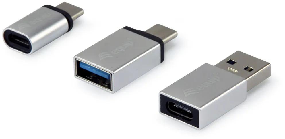 Equip Adapter USB-C->USB-A/-B/USB-A->USB-C 3Stk Alu.