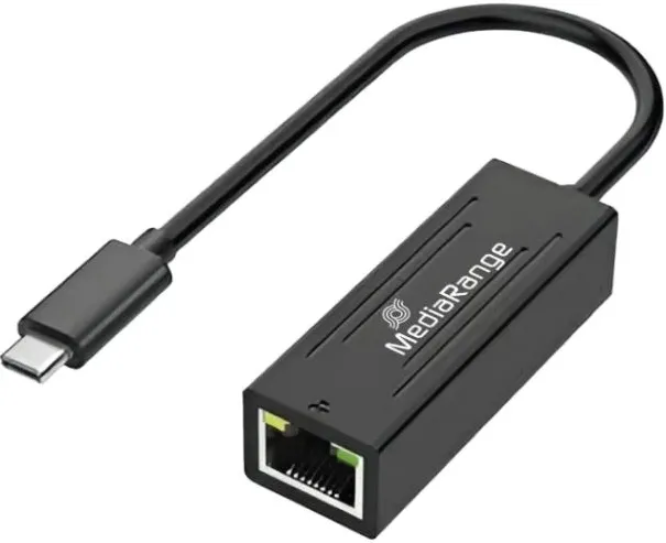 Adaptor retea MediaRange MRCS237 USB-C tata la RJ45 mama 20 cm negru