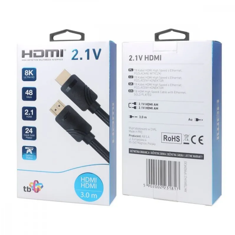 Cablu HDMI 2.1 TB 8K tata - tata 3 m negru