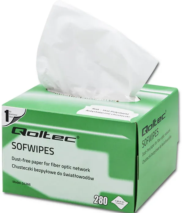 Dustless wipes for fiber optics