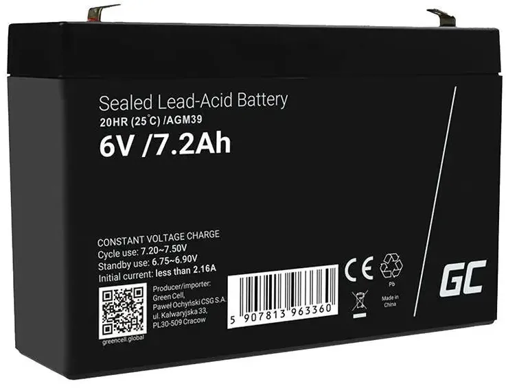 Battery AGM VRLA 6V 7.2Ah