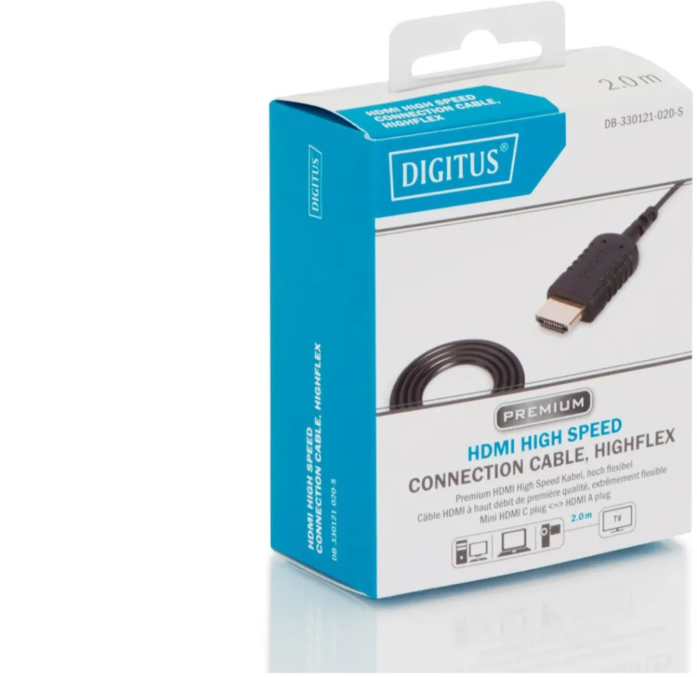 Cablu HDMI tip C la HDMI tip A Digitus DB-330121-020-S HighFlex 2 m negru