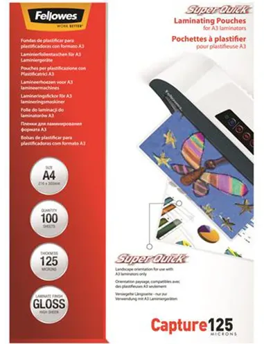 Fellowes Laminierfolie SuperQuick A4 125Mikron glänzend 100P