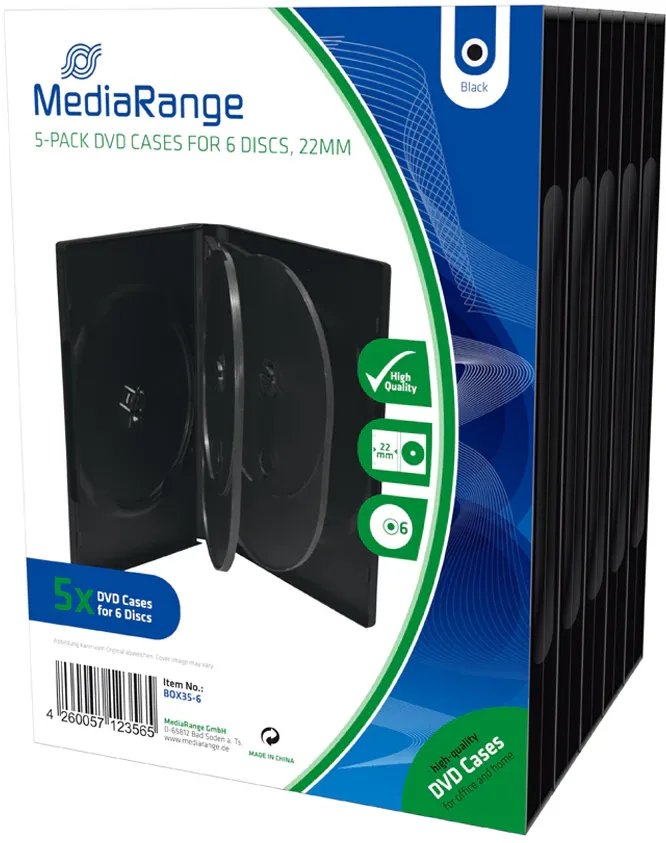 MediaRange DVD Leerbox 6er DVD Box 5 Stück