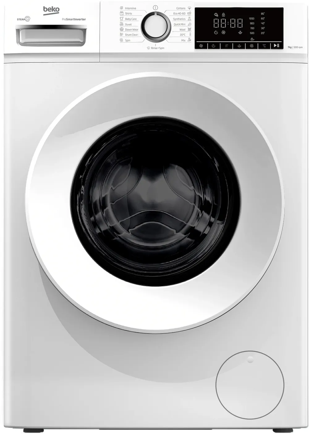 Masina de spalat rufe slim BEKO B1WFM2721WEE, SteamCure, 7 kg, 1200rpm, Clasa A, alb