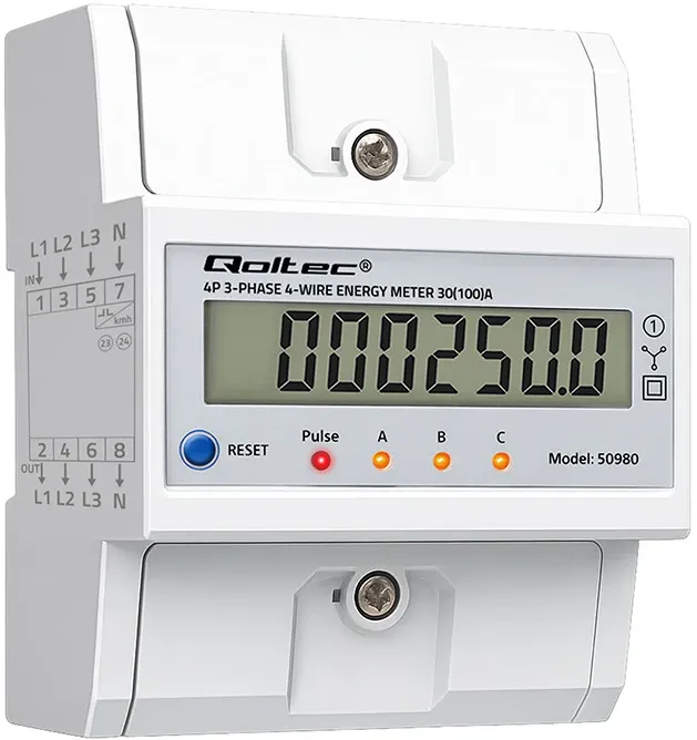 Three phase energy meter with reset 400V 100A
