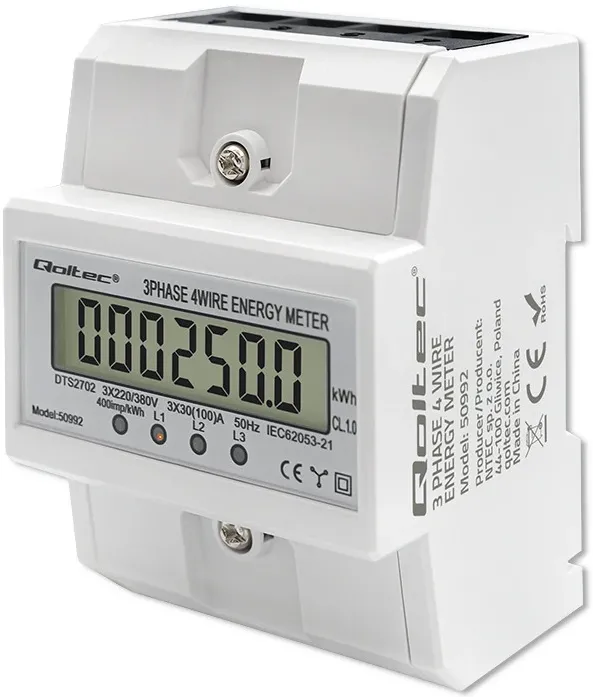 Three phase electronic meter DIN rail 400V 100