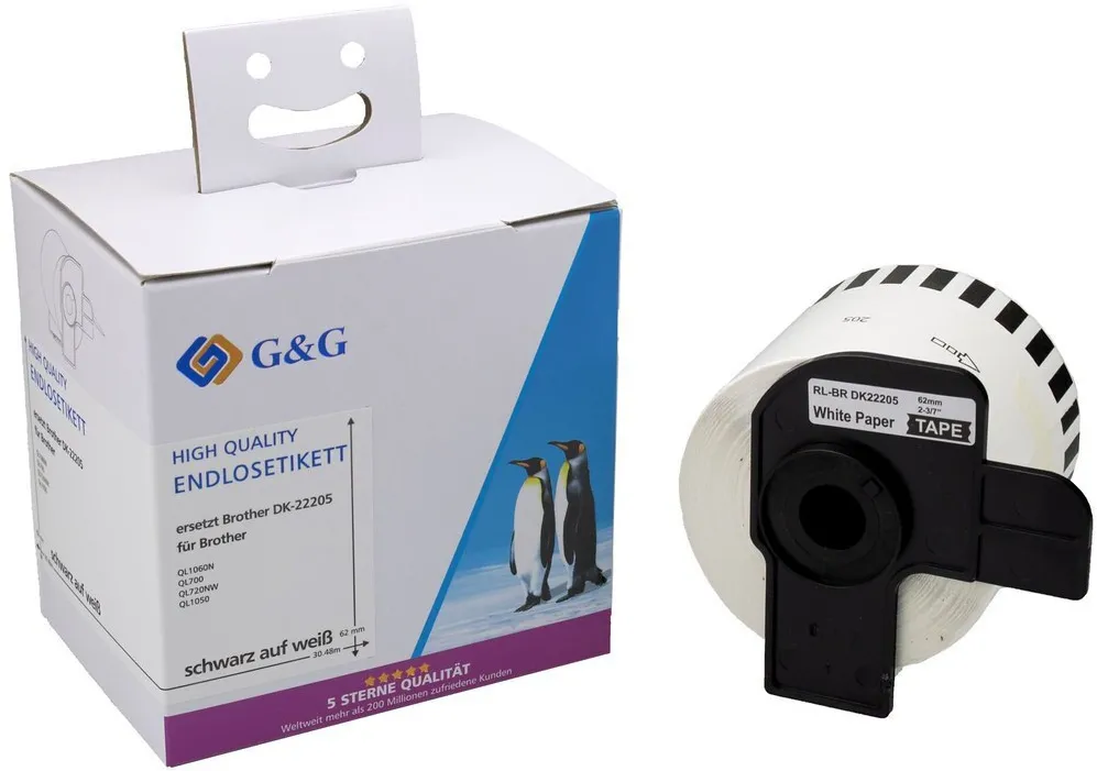 Rola etichete G&G compatibil Brother DK-22205 62 mm