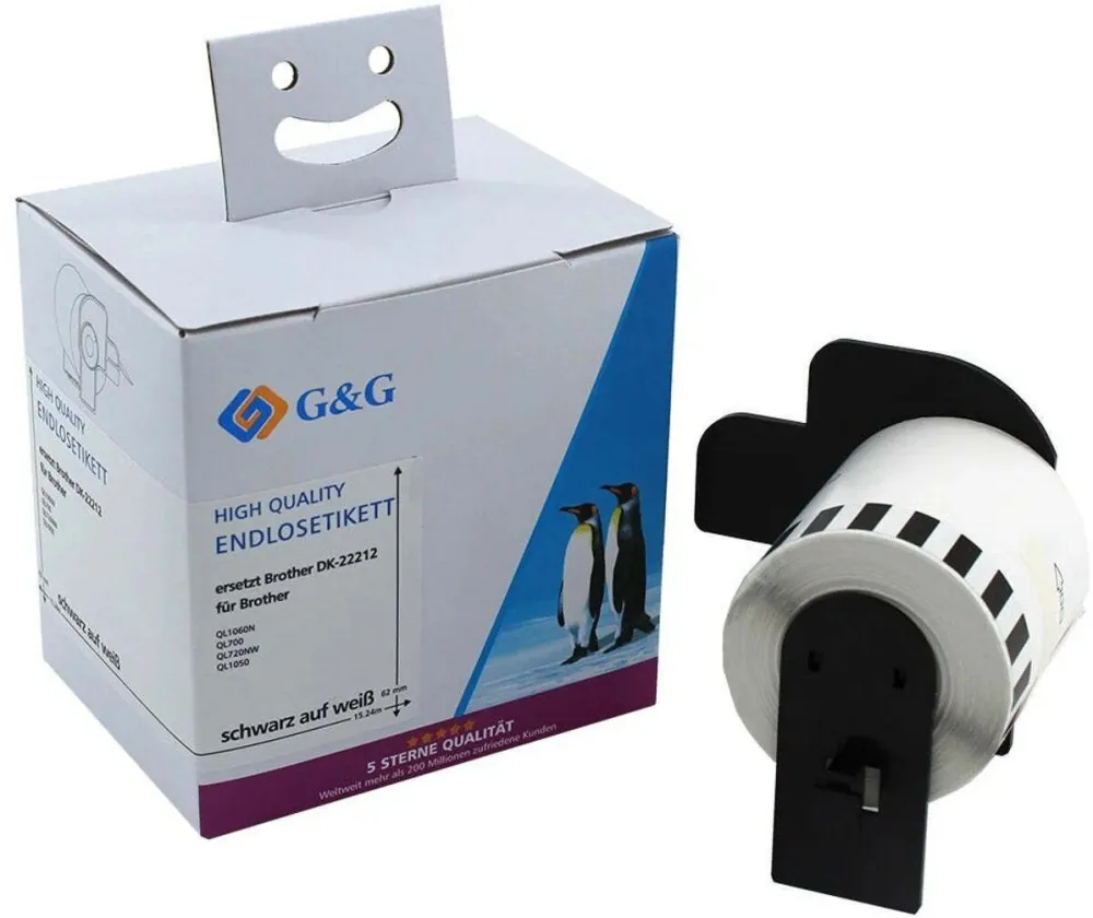 Rola etichete G&G compatibil Brother DK-22212 alb