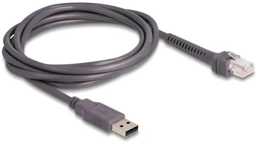 Cablu scanner cod de bare Delock 90599 RJ50 la USB 2.0 Type-A 2 m gri