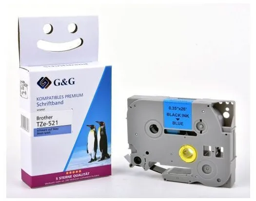 Banda etichete G&G compatibil Brother TZe-521 9 mm