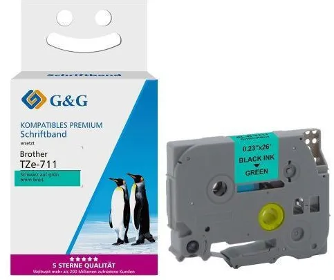 Banda etichete G&G compatibil Brother TZe-711