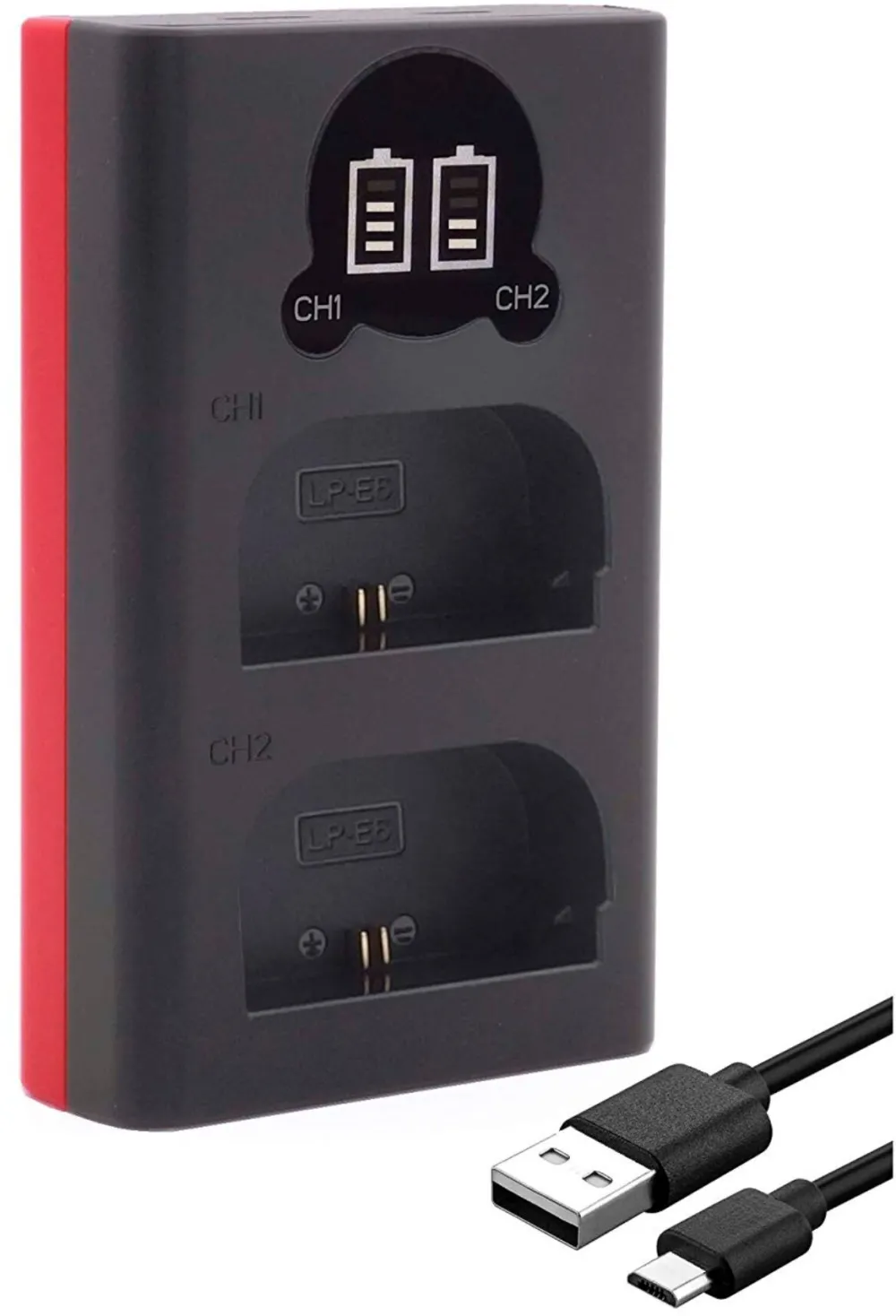 Incarcator dublu Baxxtar Pro cu LCD pentru acumulatori LP-E6