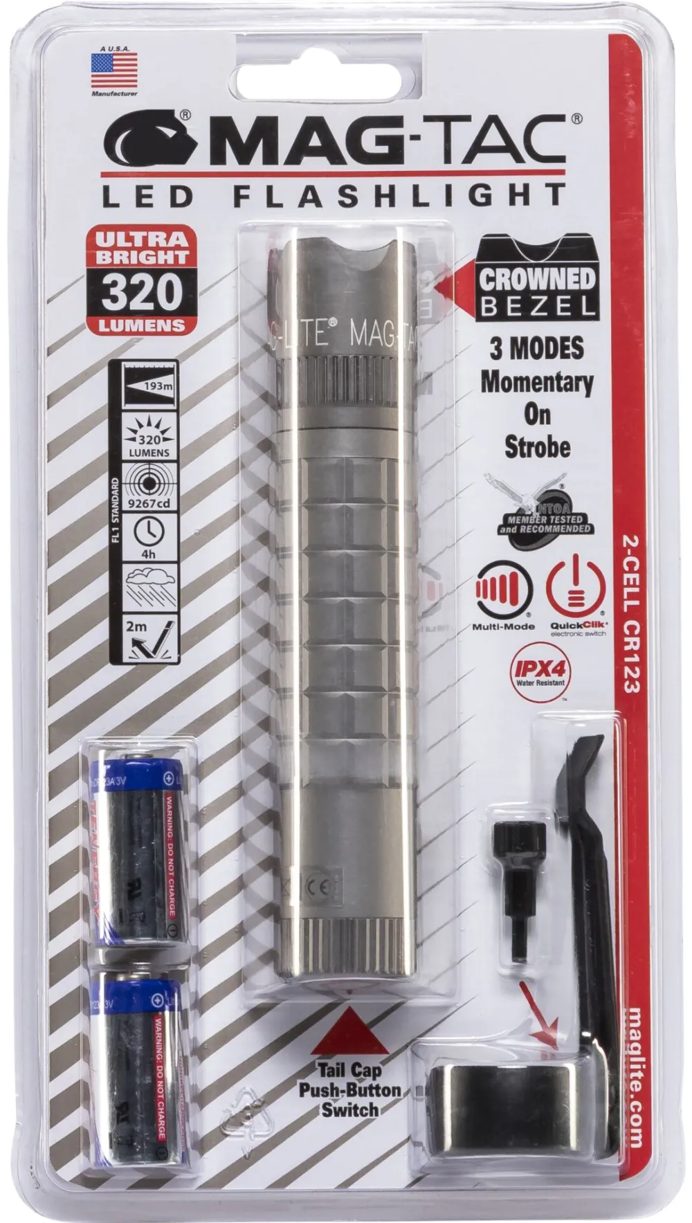 Lanterna Maglite Mag-Tac SG2LRC6 cu inel frontal dintat, gri