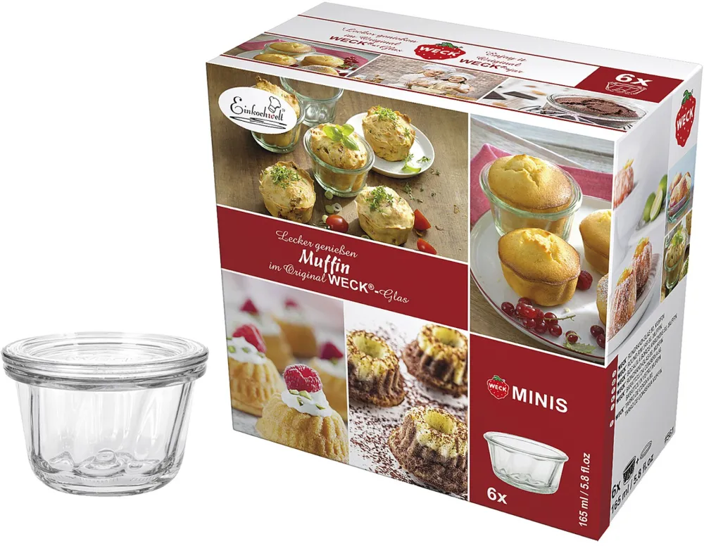 Weck Round Rim Jar Muffin 165ml Set of 6