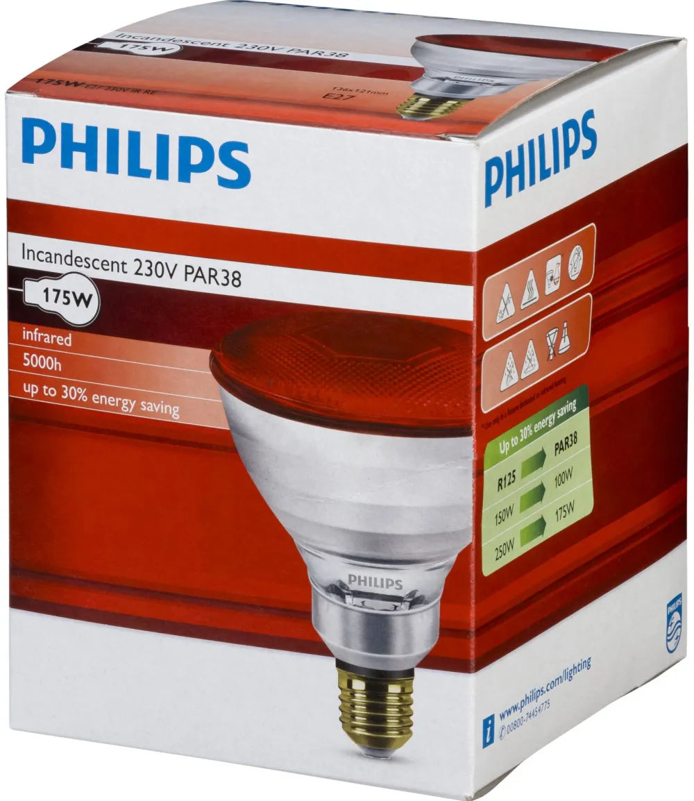 Philips infrared lamp PAR38 IR 175W E27 230 Red