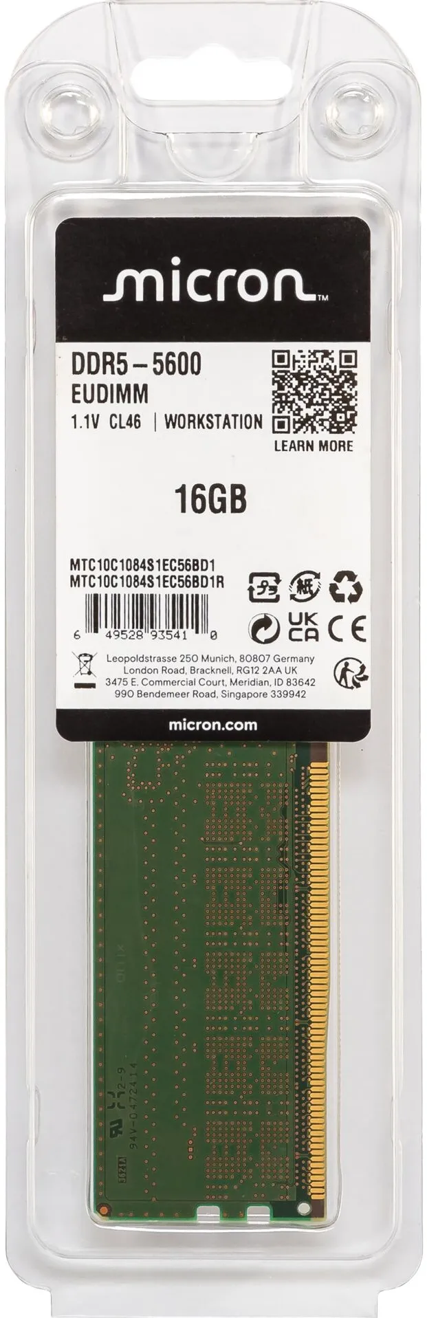 Memorie server Micron 16GB DDR5-5600 ECC UDIMM 1Rx8 CL46