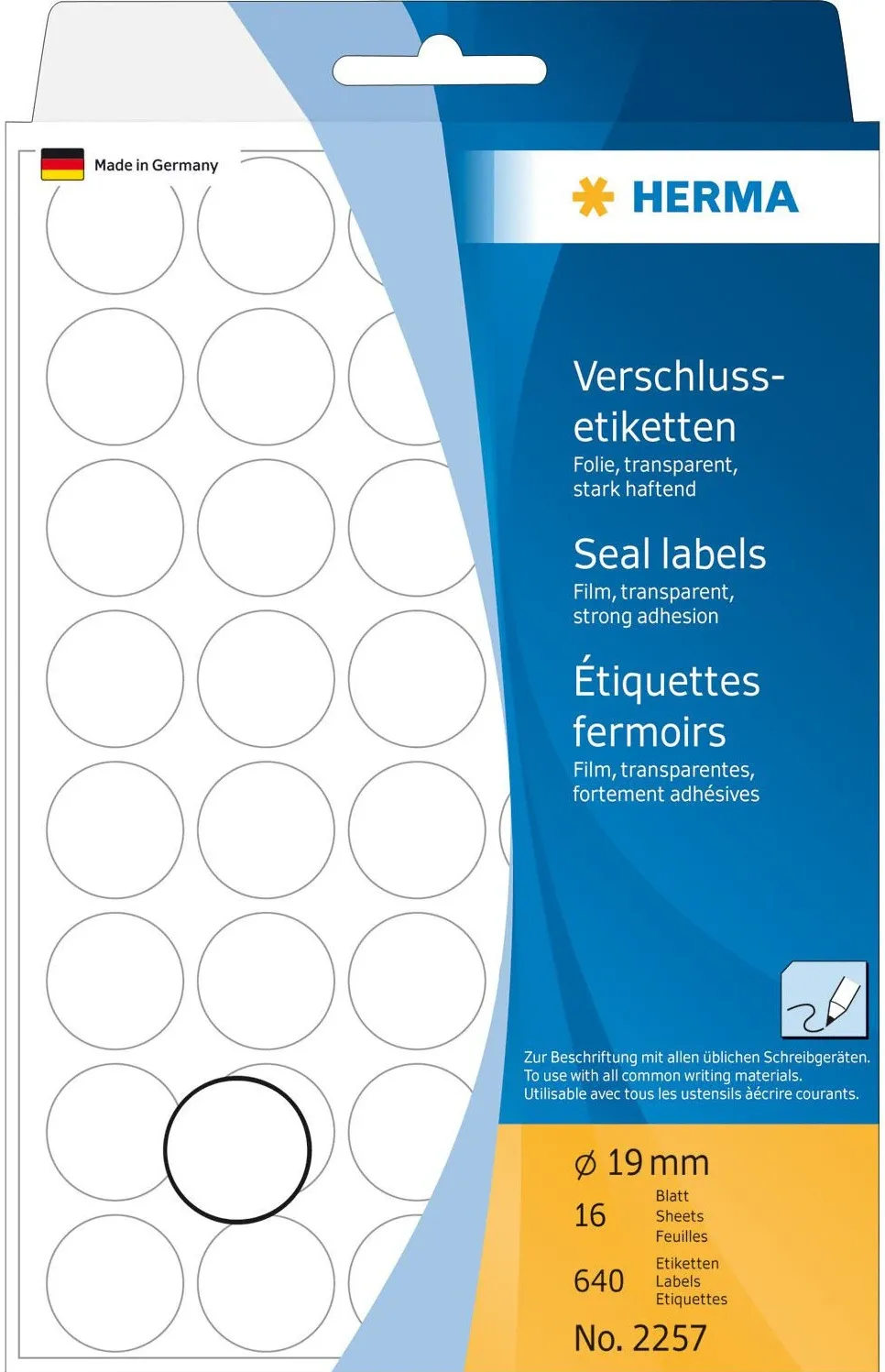 HERMA Verschlussetik. transp. 19 mm extrem haftend 640 St.
