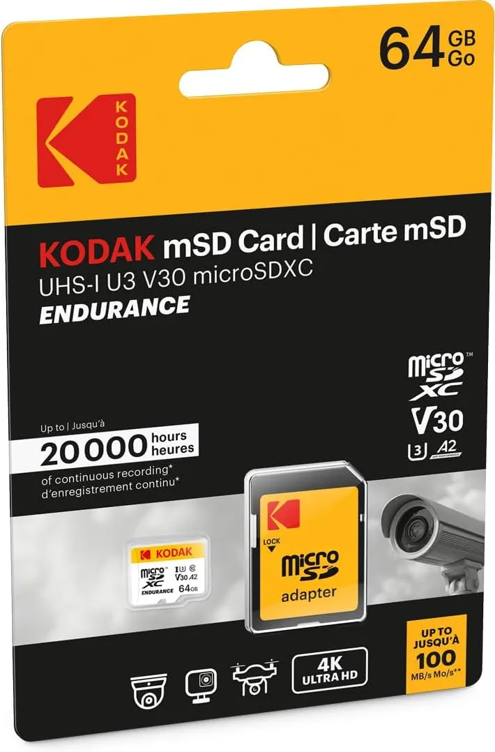 Card de memorie microSDXC KODAK Endurance EKMSDM64GX 64GB UHS-I U3 A2