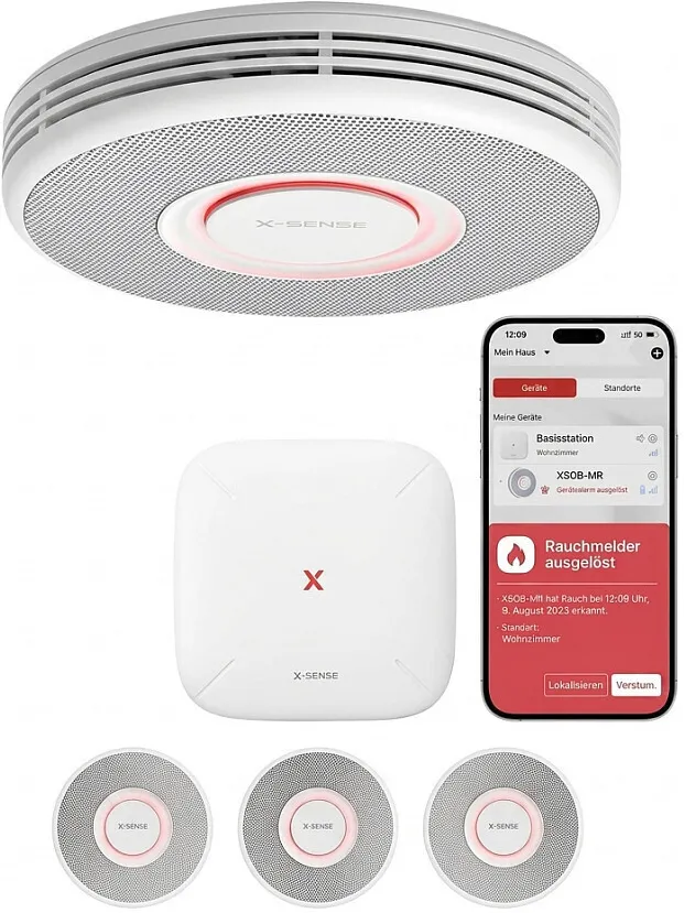 Set 3 detectoare de fum X-Sense XS0B-MR31 cu statie de baza