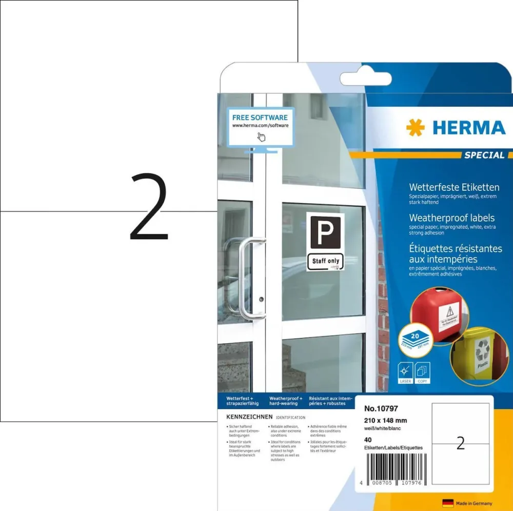Etichete autoadezive rezistente la intemperii Herma 10797 A4 210x148 mm 40 buc