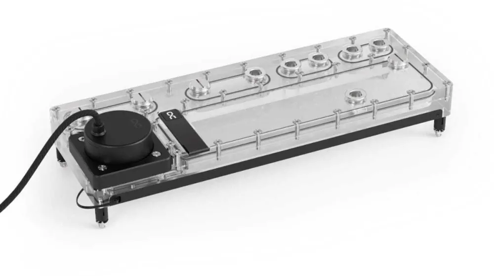 Placa de distributie Alphacool Core Distroplate 240 stanga V.2 cu pompa D5 Apex pentru D5/DDC
