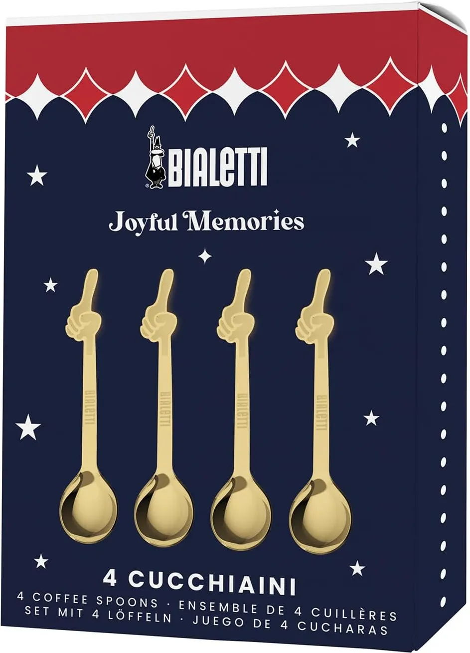 Set 4 lingurite pentru espresso BIALETTI Joyful Memories aurii