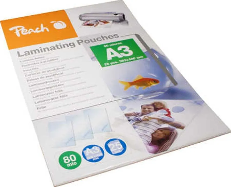Set 25 folii laminare Peach PPR080-01 A3 80 microni lucioase