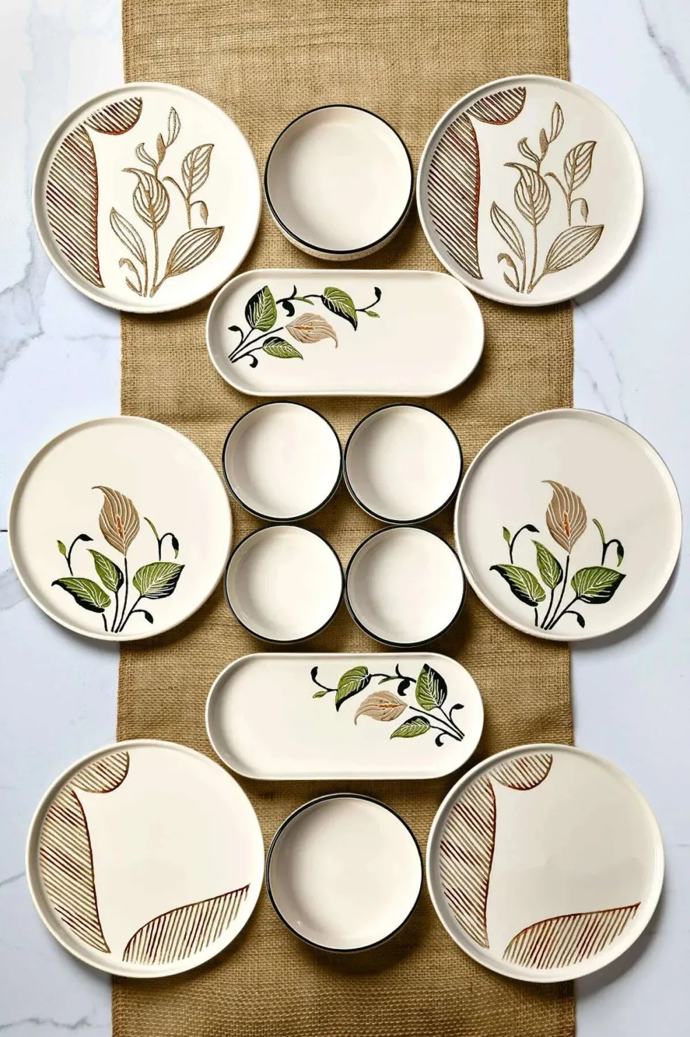 Set pentru micul dejun (14 piese) Hermia MCH10979, Maro / Verde