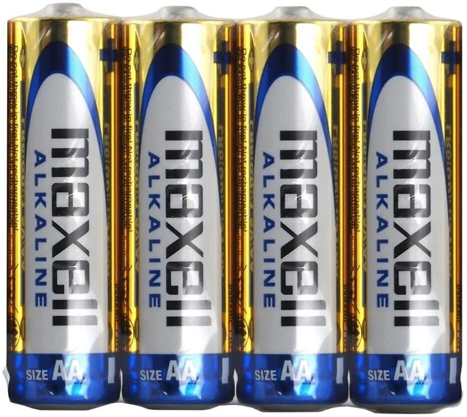 Maxell ALKALINE LR06 LR6 AA alkaline batteries, 4-pack, 1.5V, foil packaging
