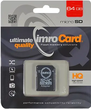 Imro memory card 64GB microSDXC cl. 10 UHS-I + adapter