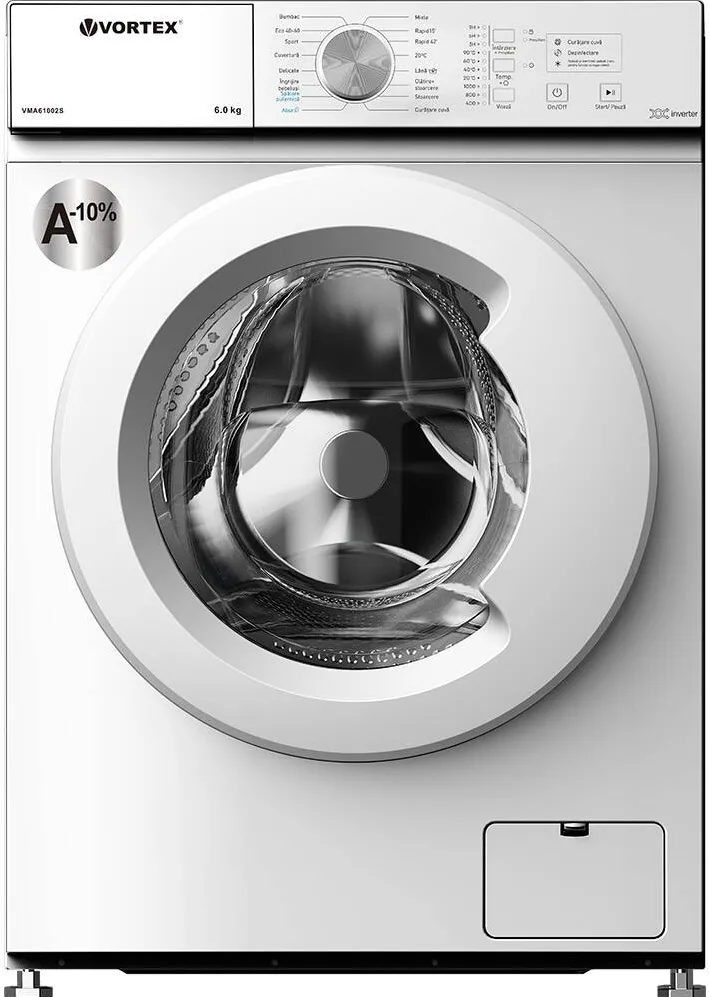 Vortex Masina de spalat rufe SLIM VMA61002S, STEAM, 6 KG, 1000RPM, CLASA A, ALB