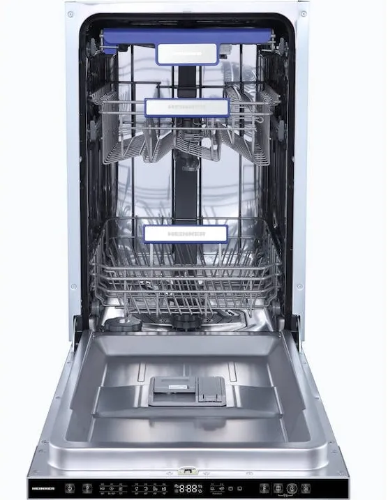 HEINNER Masina de spalat vase incorporabila HDW-BIM45710AD+++, Slim, 10 seturi, 7 programe, Clasa D, Dual Zone, Deep Clean, AquaStop, Deschidere automata usa, 45 cm