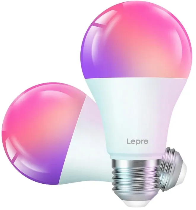 Bec inteligent LED LEPRO B1-EU-2 cu filet E27 și conexiune Wi-Fi, pachet de 2 bucăți