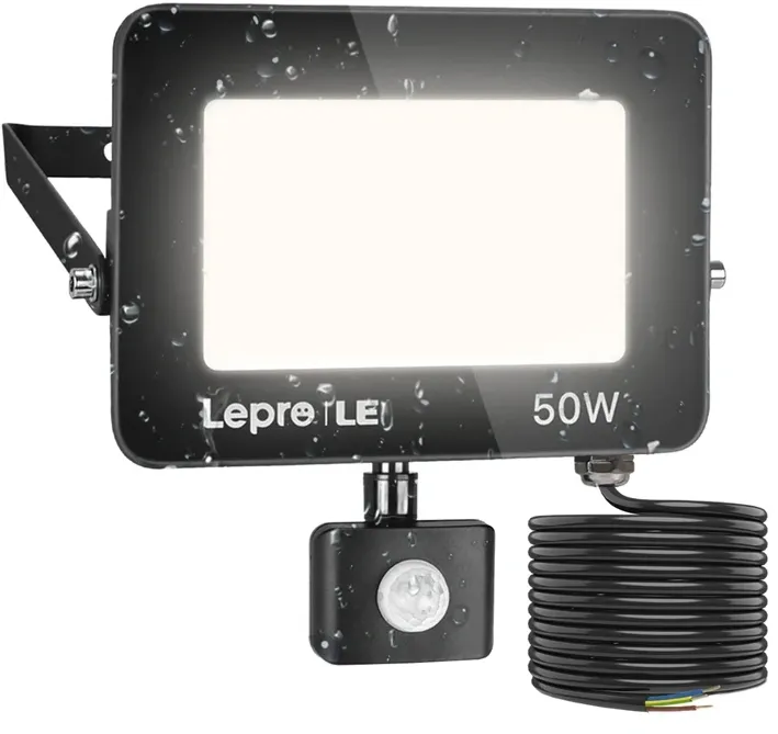 LEPRO 340006-DW-EU Proiector LED de 50 W, 5000 K, IP65, cu senzor de mișcare