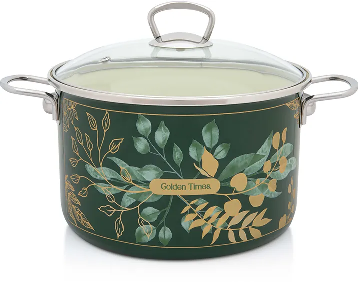 Oala 6.75l capac din sticla Golden Times Metalac email/24cm/6.75l
