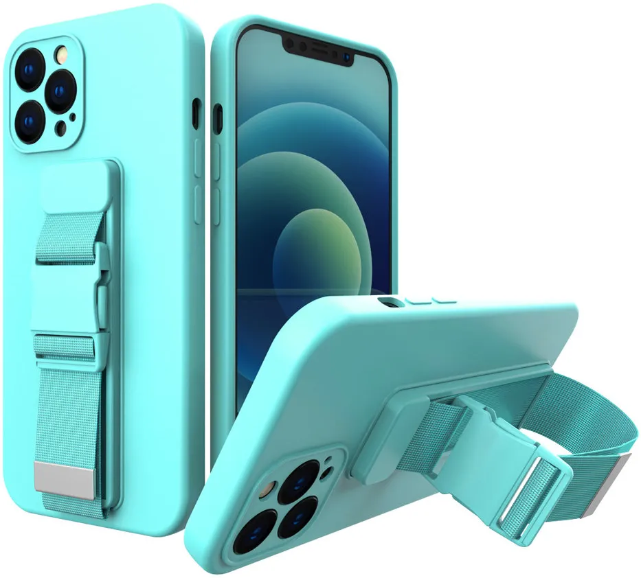 Rope case gel case with a chain lanyard bag lanyard iPhone 13 Pro Max light blue