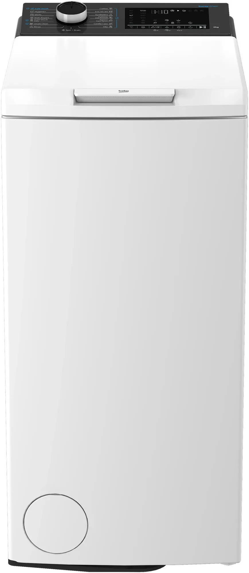 Masina de spalat rufe Beko TB621DAESEE, incarcare verticala, 6kg, 1200 rpm, clasa A, motor ProSmart™ Inverter, tehnologie Energy Spin, 15 programe