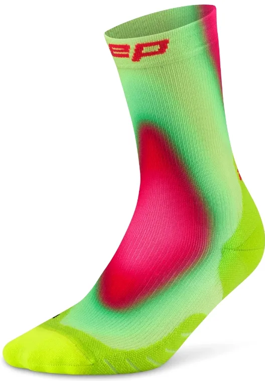 CEP - sosete compresie medii - run edt. gradient 5.0 - lime/pink