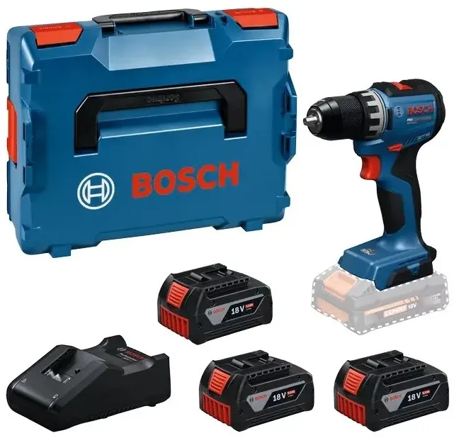 Bosch Powertools cordless drill driver GSR18V-52 with 3 batteries 18 Volt 5,0 Ampere-hours in L-BOXX (Retail)