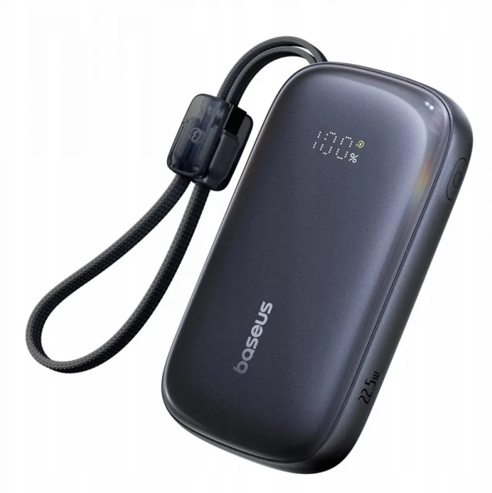 Baterie externa Baseus EnerFill FC21 20.000 mAh Qpow 3 Ultra Digital cablu detasabil USB-C la Lightning 22.5W Negru