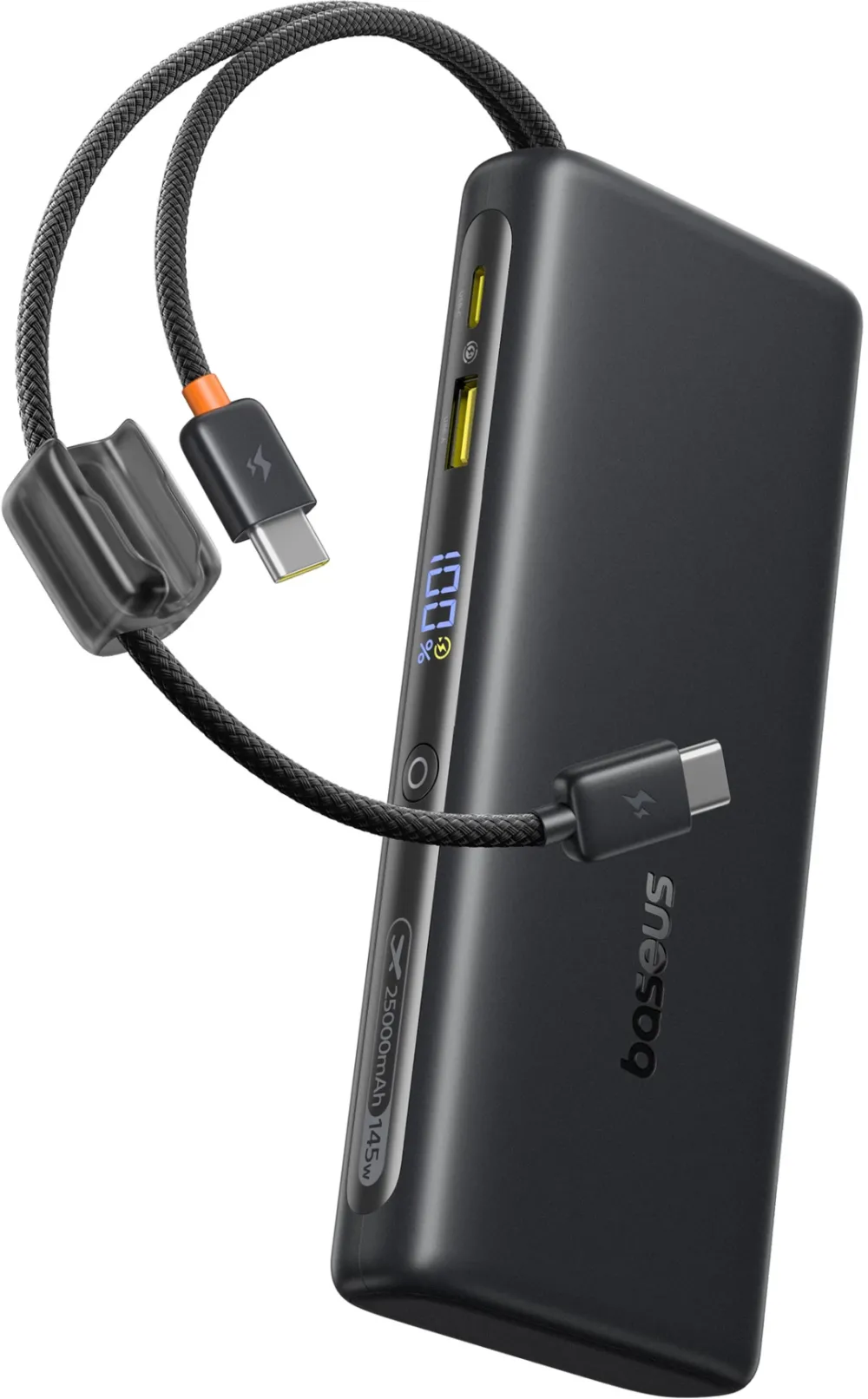 Acumulator extern Baseus EnerFill FC41 25.000 mAh 145W Digital Display USB-C USB-A cabluri duale USB-C retractabile Negru