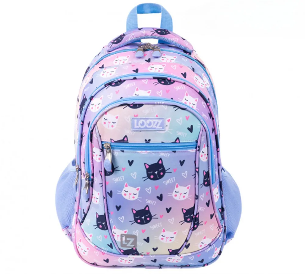Ghiozdan scolar Premium Looz Happy Cats, 3 compartimente