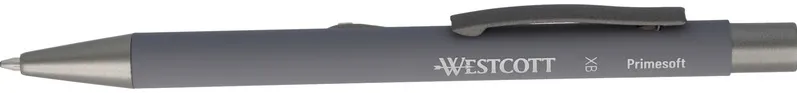 Pix cu mecanism Westcott PrimeSoft XB, aluminiu reciclat, 0,7 mm, corp gri, scriere albastra