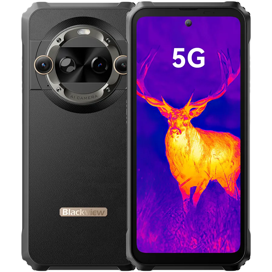 Blackview BL9000 Pro 5G 6.78" Corning 7t FHD+IPS 1080x2460 120Hz, 12GB/512GB, MT6891Z Octa-core 2.6GHz, 50MP Front/13MP+50MP Back Camera, Battery 8800mAh NO Charger, Type-C, NFC, FLIR Thermal imaging, Android 14, Dual SIM, SD card slot, Phantom Black