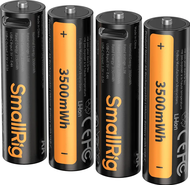 SmallRig 5768 Rechargeable Lithium Battery AA (2100mAh) with USB-C (4pcs)