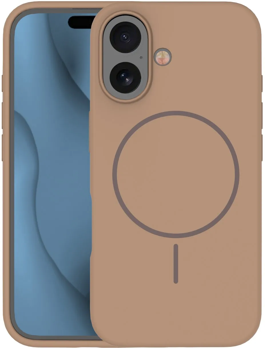 Silicone Thin Mag case for iPhone 16e / 17e brown