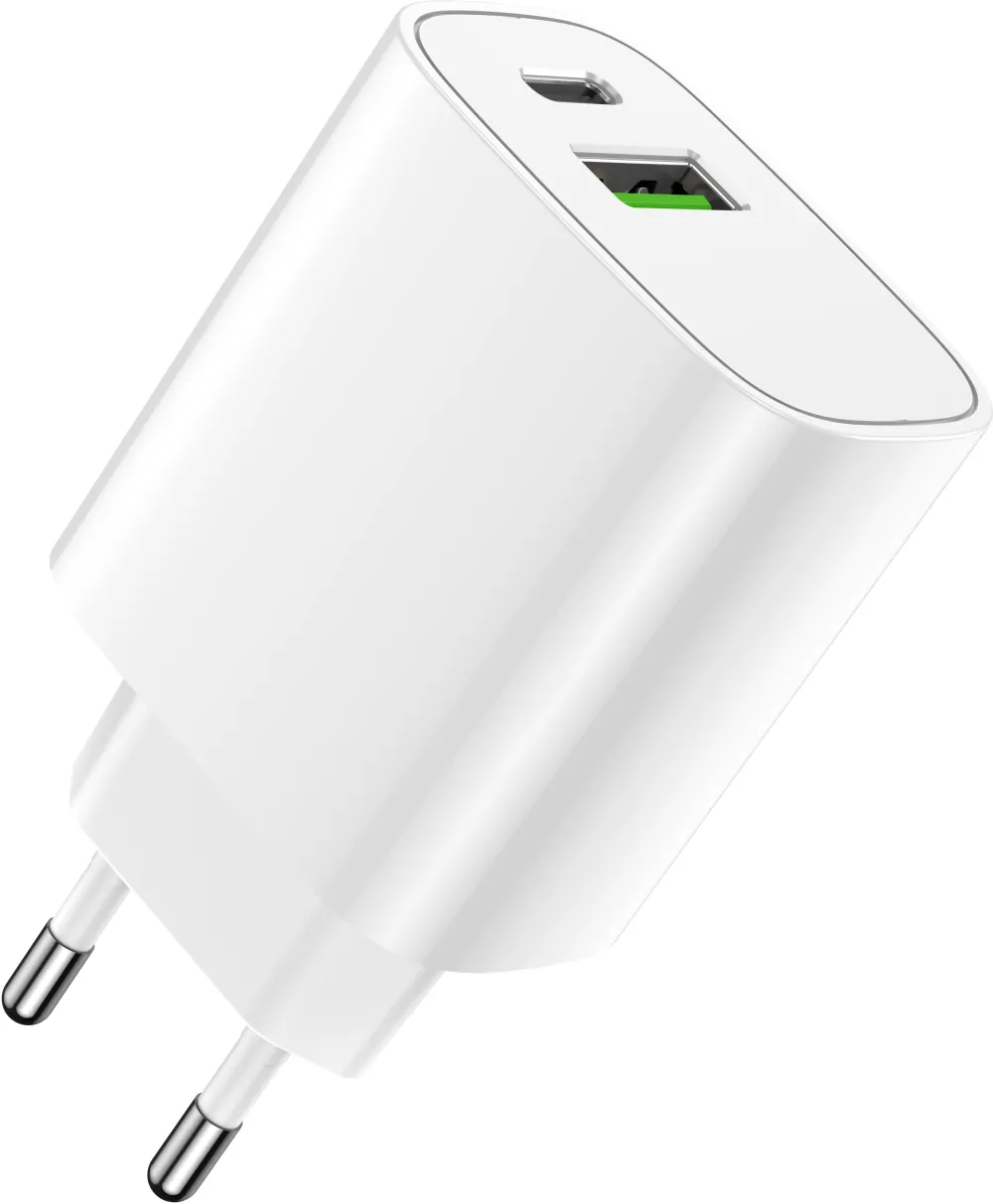 Forever wall charger 1xUSB QC 3.0 + 1xUSB-C PD 20W LS-04 white